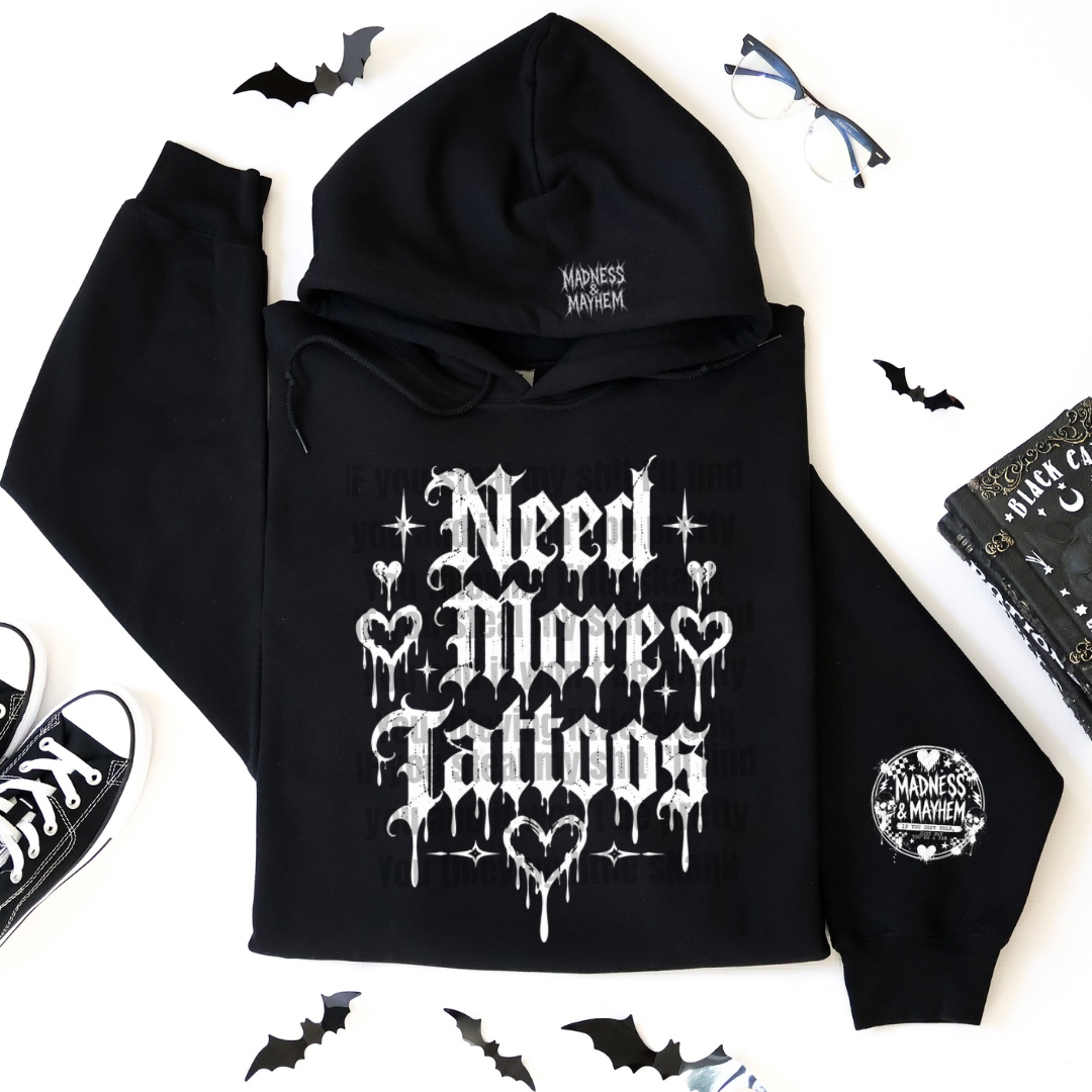 White need more tattoos hoodie