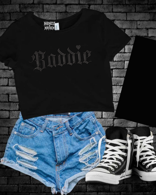 Baddie embroidered cropped tee