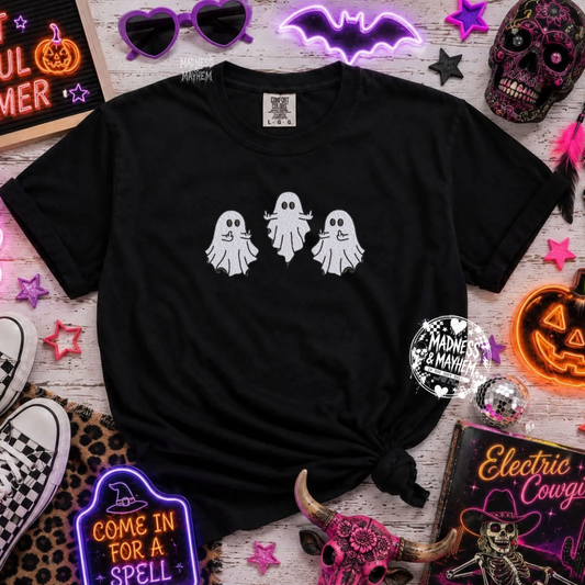 Middle finger ghost embroidered tshirt