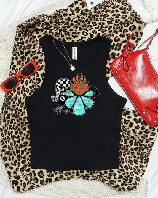 turquoise Harley cropped tank