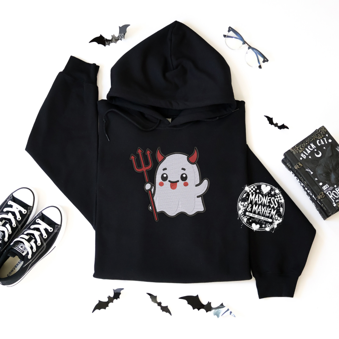 Devilish ghost Embroidered Hoodie