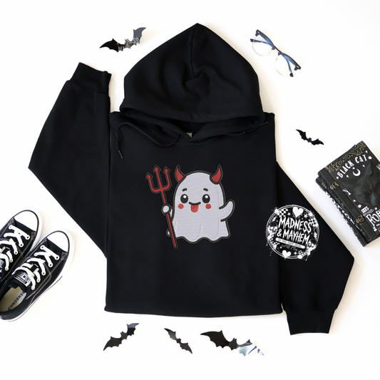 Devilish ghost Embroidered Hoodie