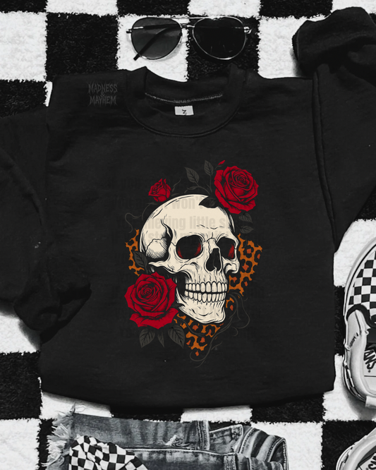 Leopard rose skull sweatshirt