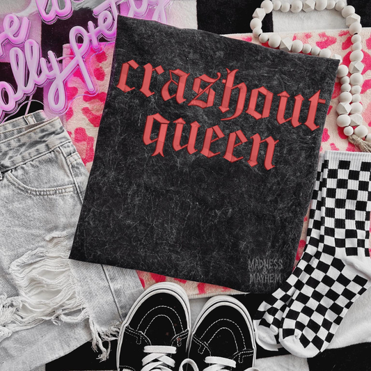 Crashout queen Embroidered Mineralwash Tshirt