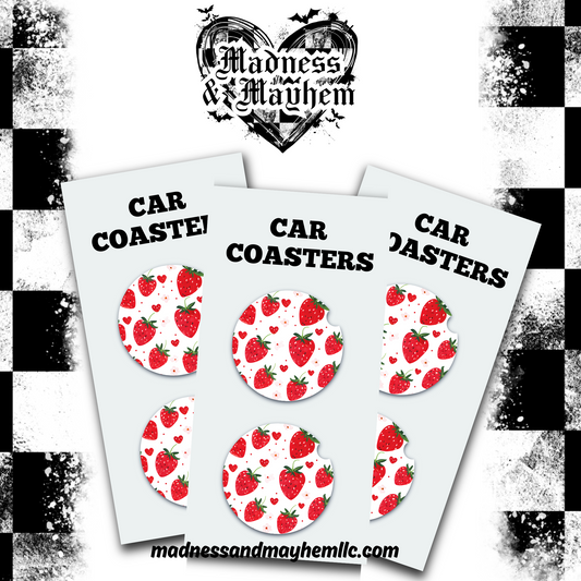 Strawberry Car Coasters (Finished Product)