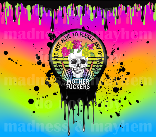 Not Alive Rainbow Skelly 20z Tumbler Wrap (sublimation transfer)