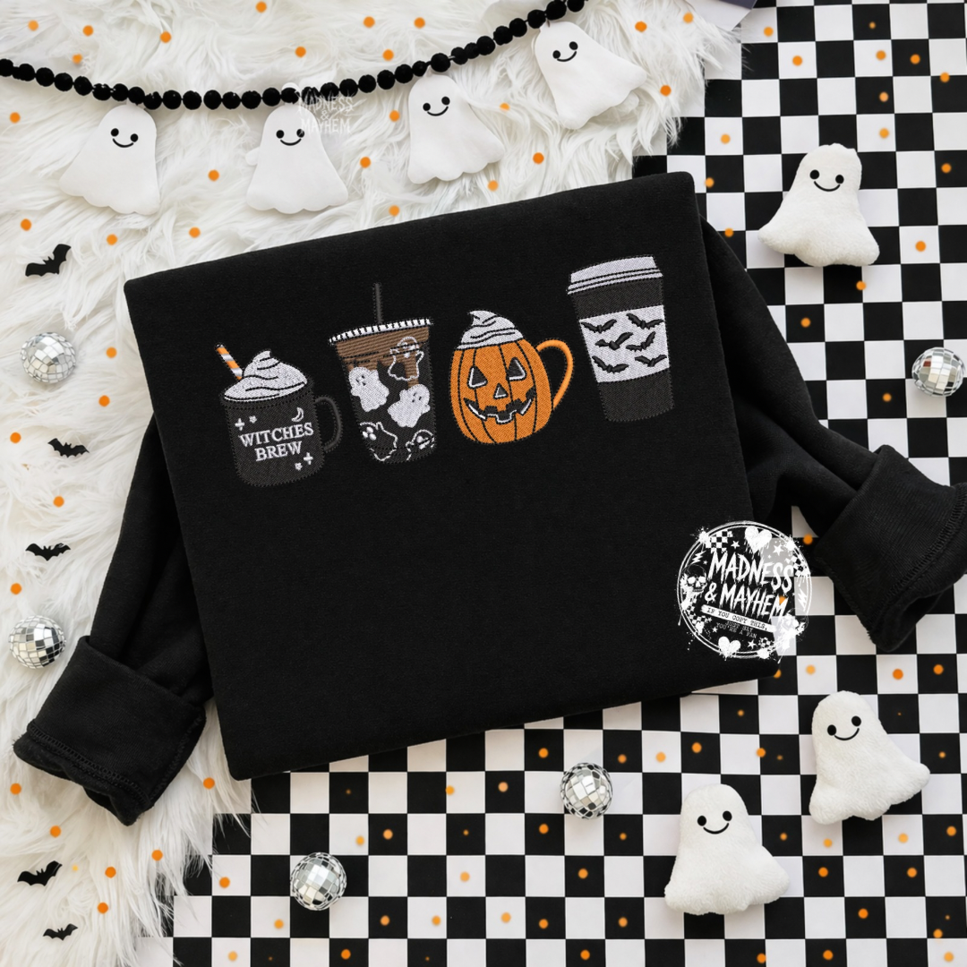 Spooky coffee embroidered sweatshirt