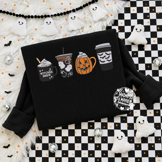 Spooky coffee embroidered sweatshirt