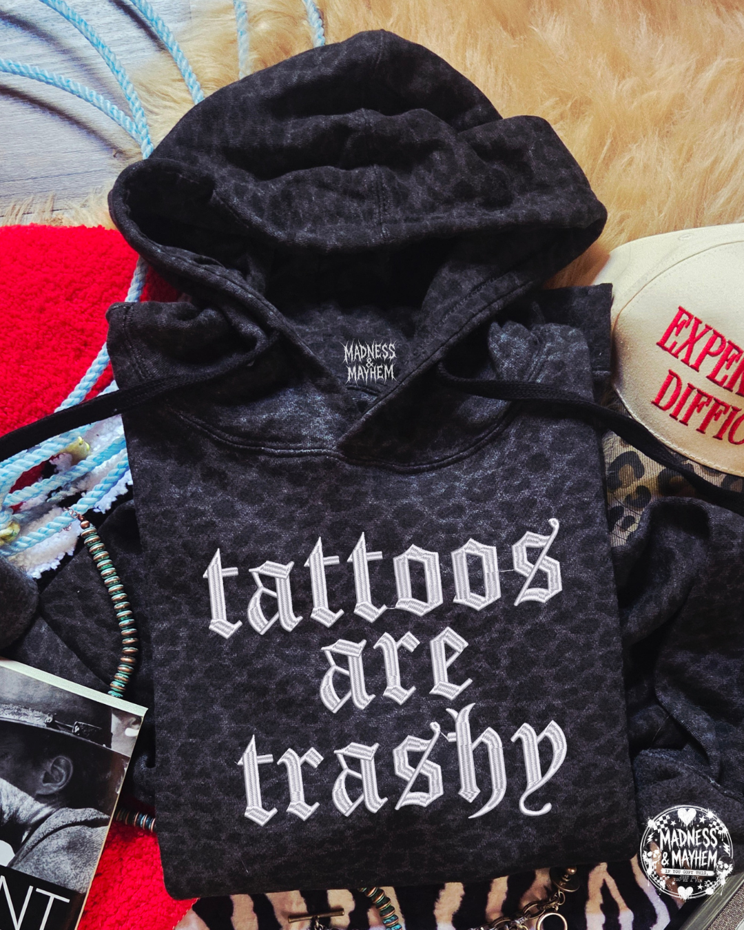 Tattoos are trashy embroidered leopard Hoodie