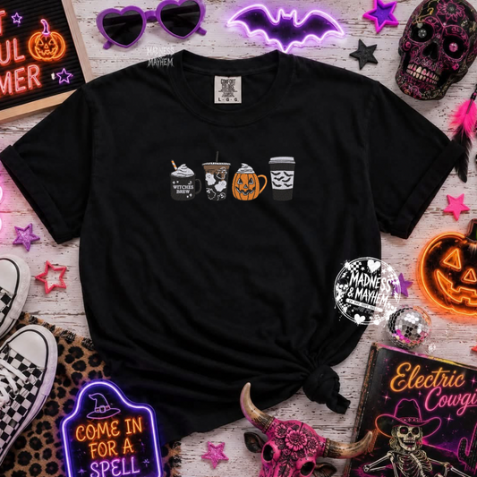 Spooky coffee embroidered tshirt