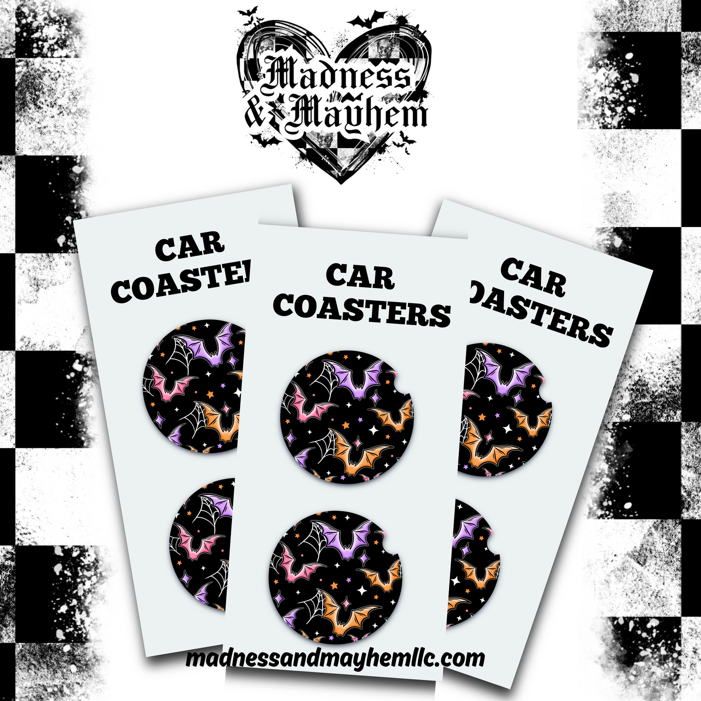 Colorful Bats Car Coaster (Finished Product)