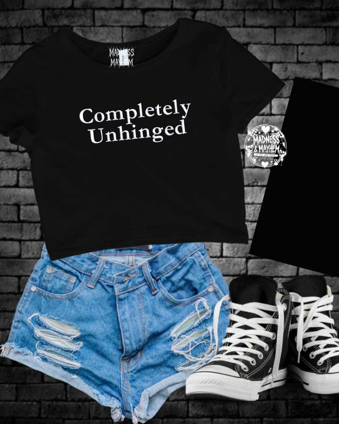 completely unhinged embroidered cropped tee