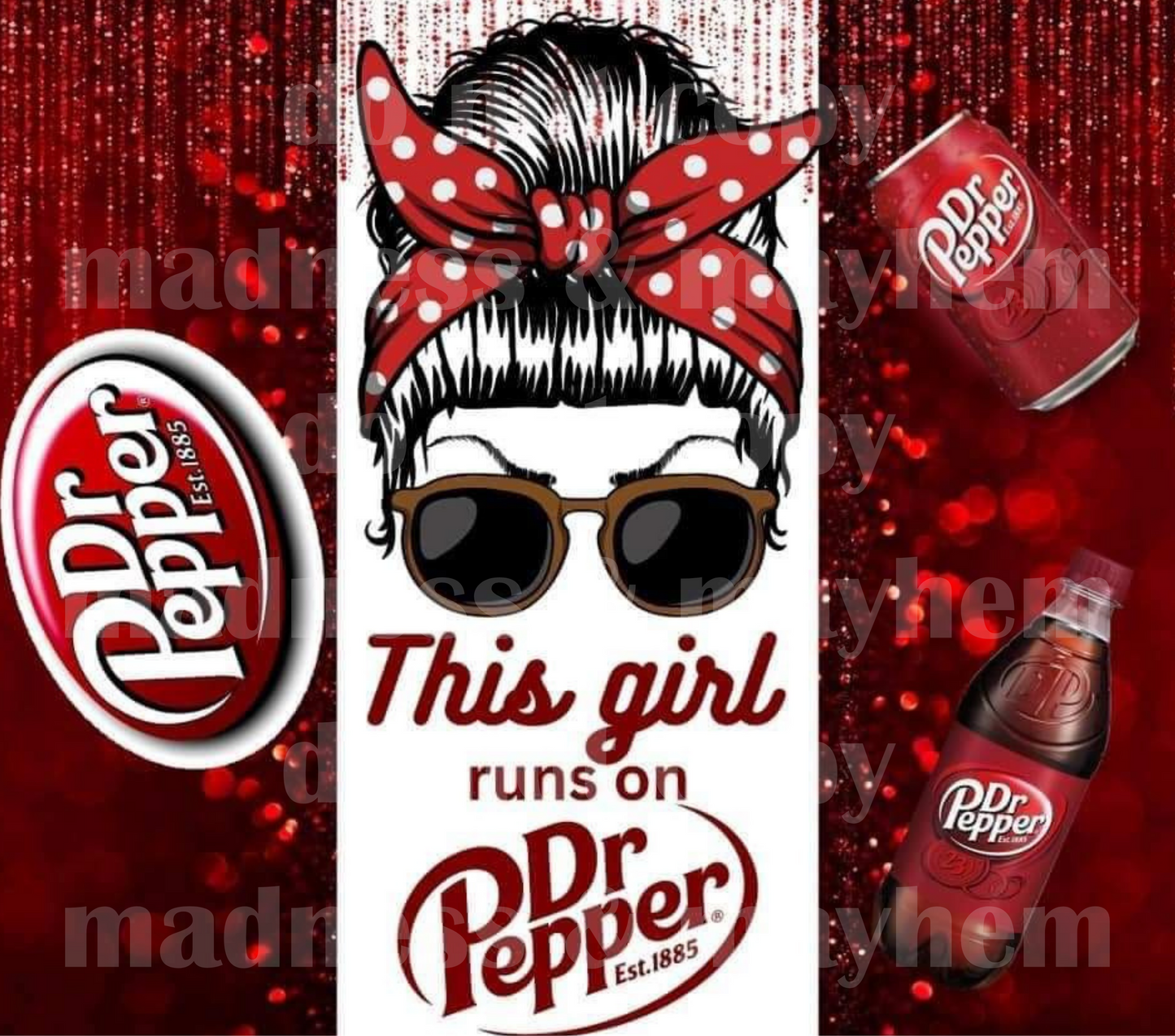 Dr Pepper Girl 20z Tumbler Wrap (sublimation transfer)