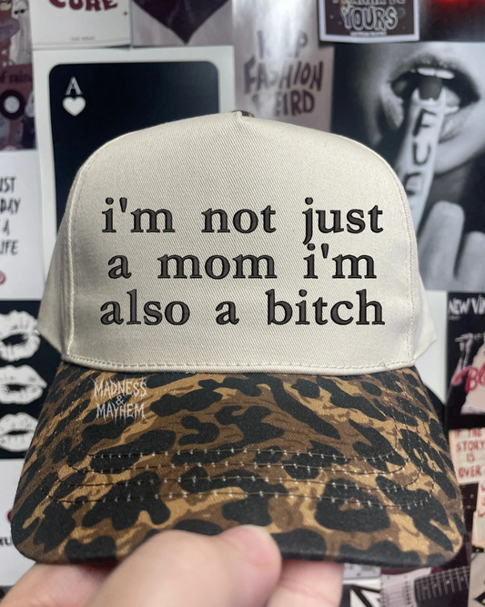 Not just a mom Leopard embroidered hat