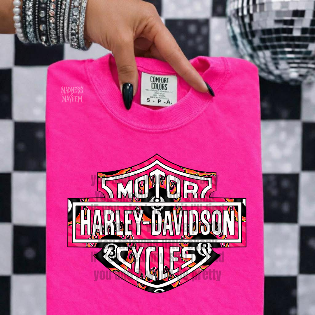 Neon pink 8ball Harley shirt