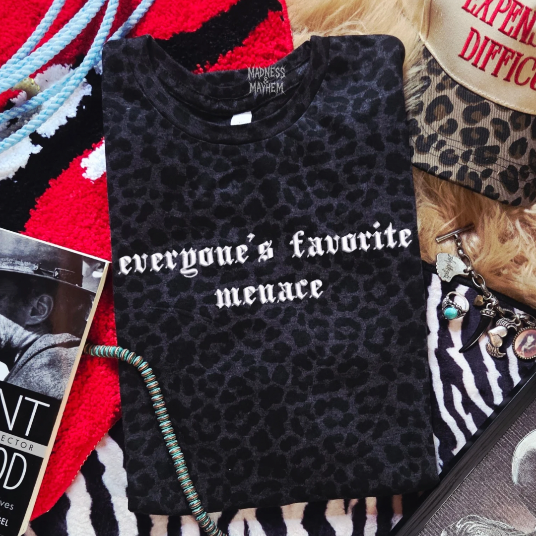 Favorite menace embroidered leopard print T-shirt