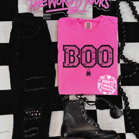 Neon pink Boo embroidered tshirt
