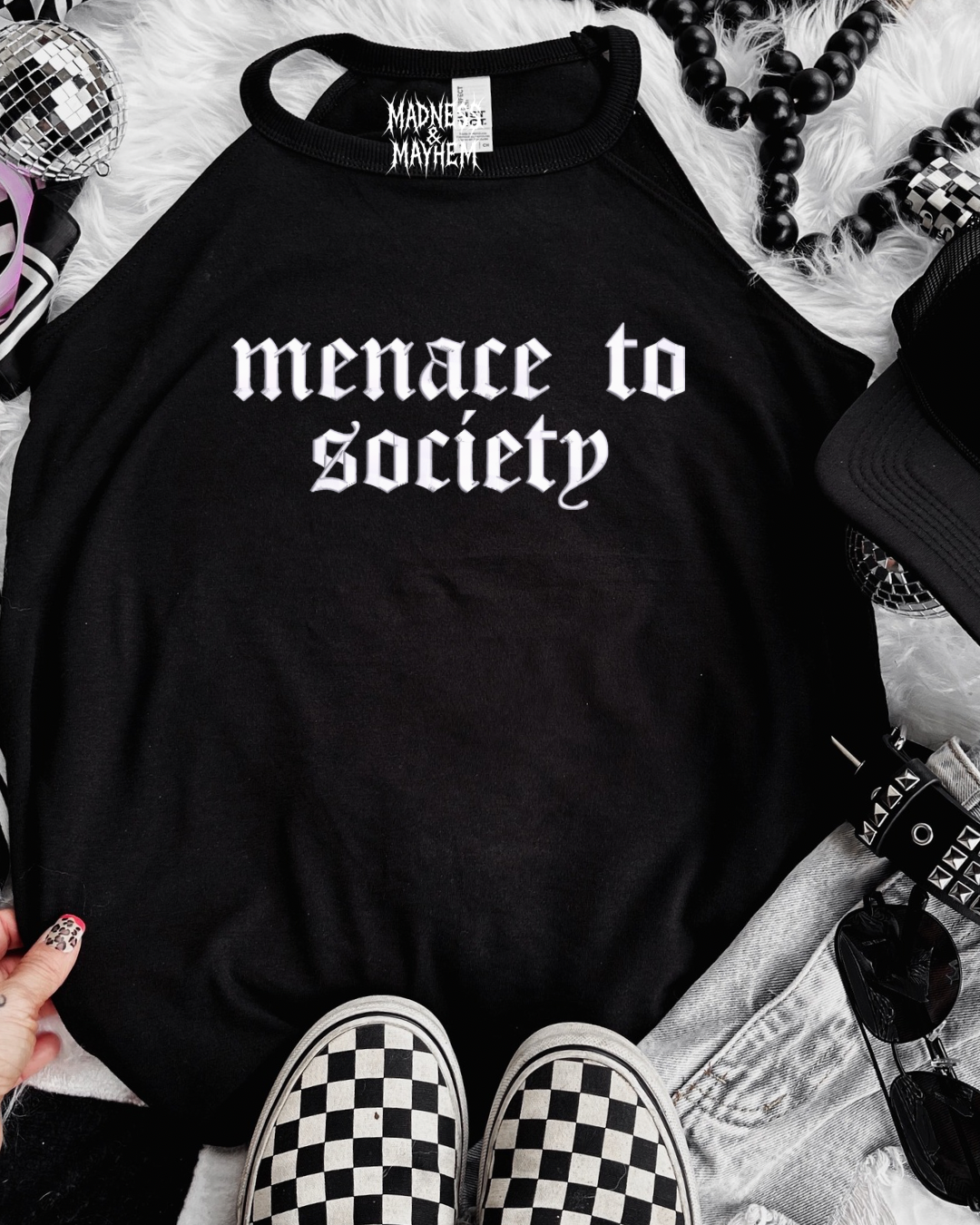 Menace to society embroidered rockstar tank