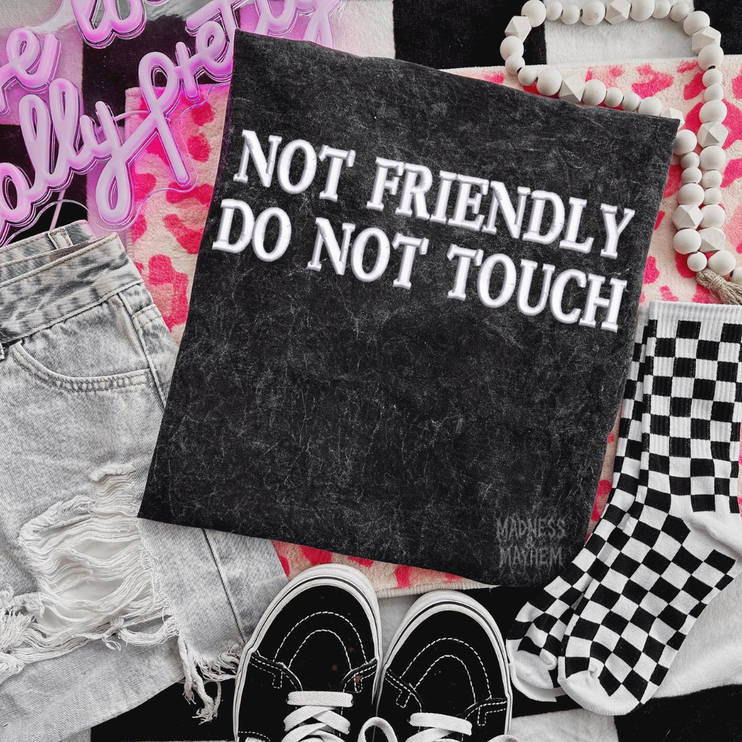 Not friendly Embroidered Mineralwash Tshirt