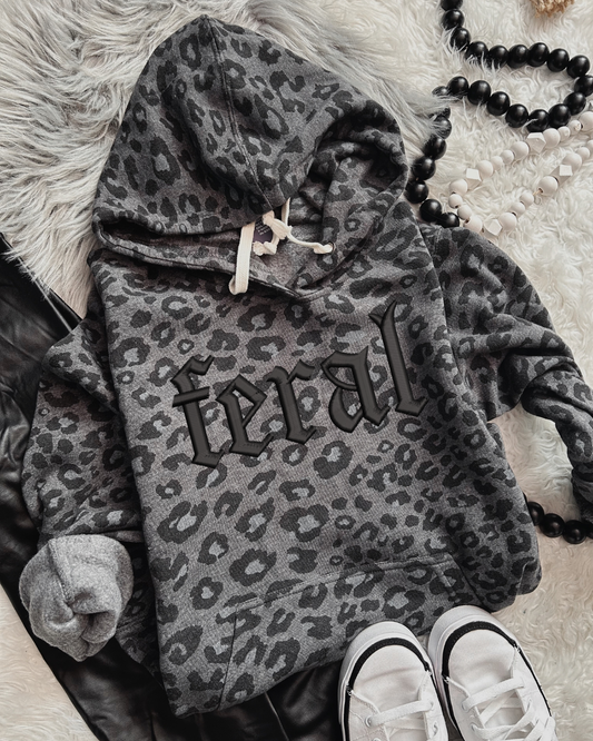 Feral embroidered leopard Elevated Fleece Hoodie
