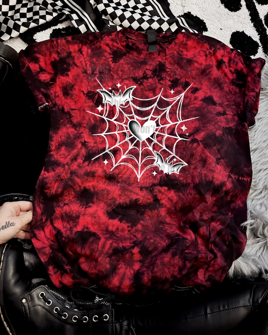 Heart web tie dye tshirt