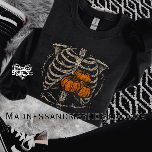 Pumpkin ribs Halloween crew neck sweatshirt