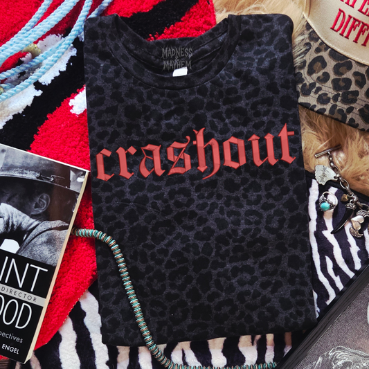 Crashout embroidered leopard print T-shirt