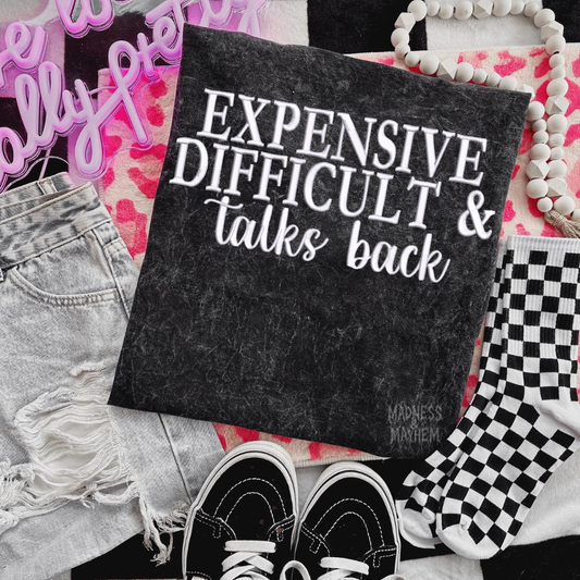 Expensive difficult talks back Embroidered Mineralwash Tshirt