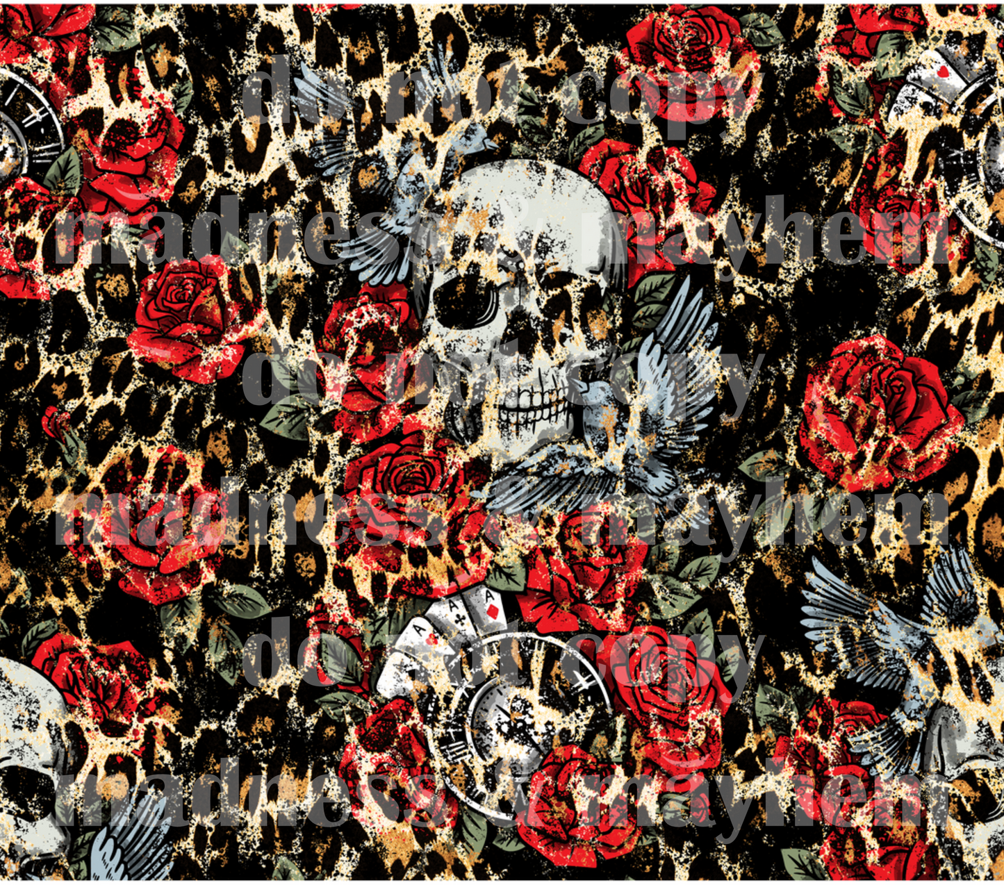 Leopard Rose Skull 20z Tumbler Wrap (sublimation transfer)