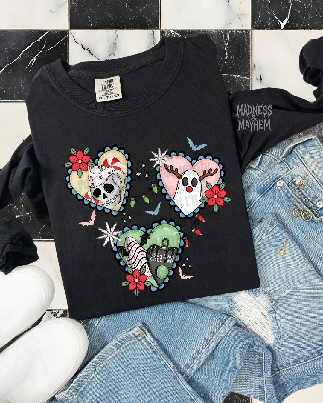 seasons creepings hearts long sleeve tee