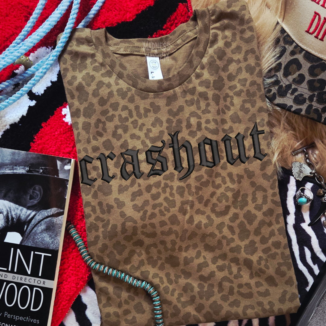 Crashout embroidered leopard print T-shirt