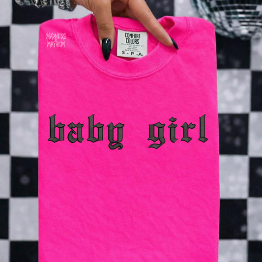 Neon pink baby girl embroidered tshirt