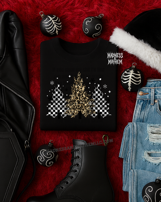 checkered leopard tree tshirt