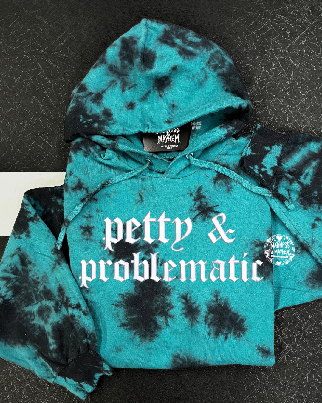 Teal petty & problematic embroidered Hoodie