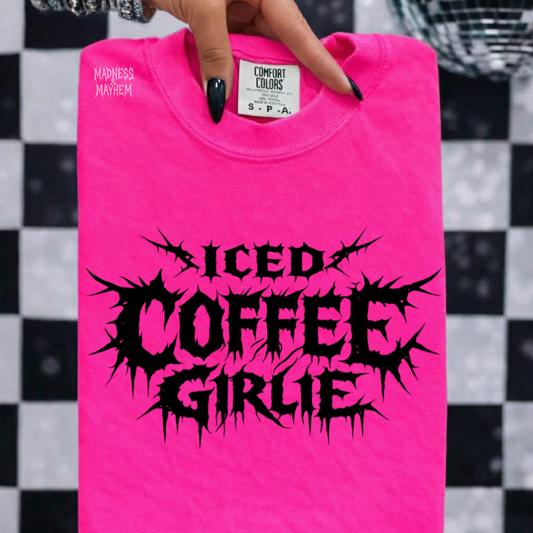 Neon pink Metal iced coffee girlie tshirt