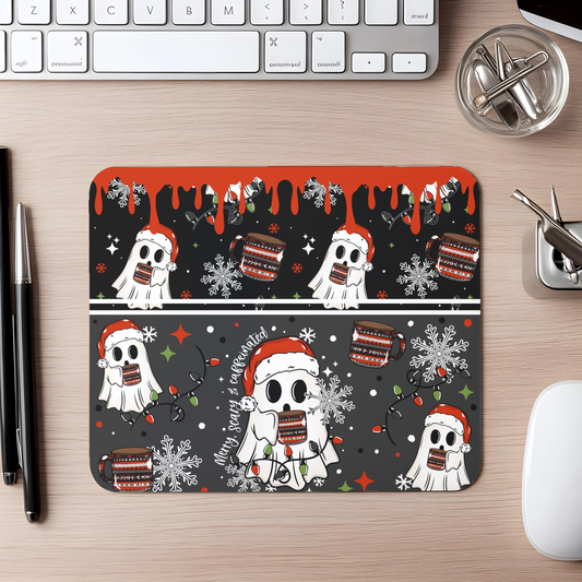 merry scary caffienated mouse pad