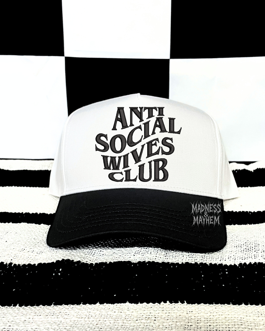 Black anti social wives club embroidered Hat