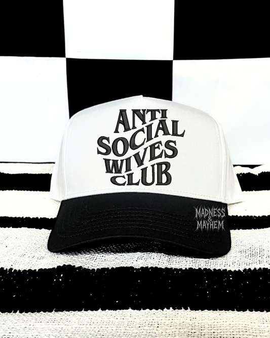 Black anti social wives club embroidered Hat
