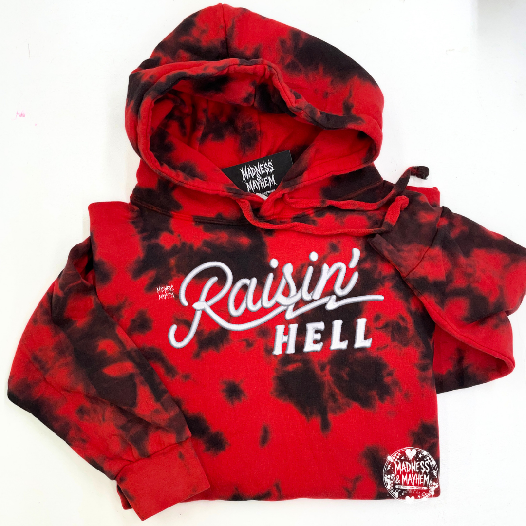 Red raisin hell embroidered Hoodie