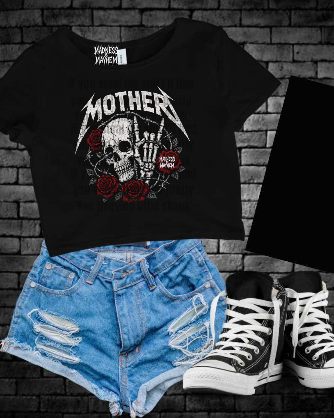 Mother rose skull Cropped Tee