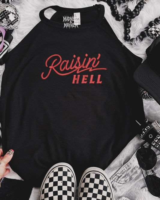 Raisin hell embroidered rockstar tank