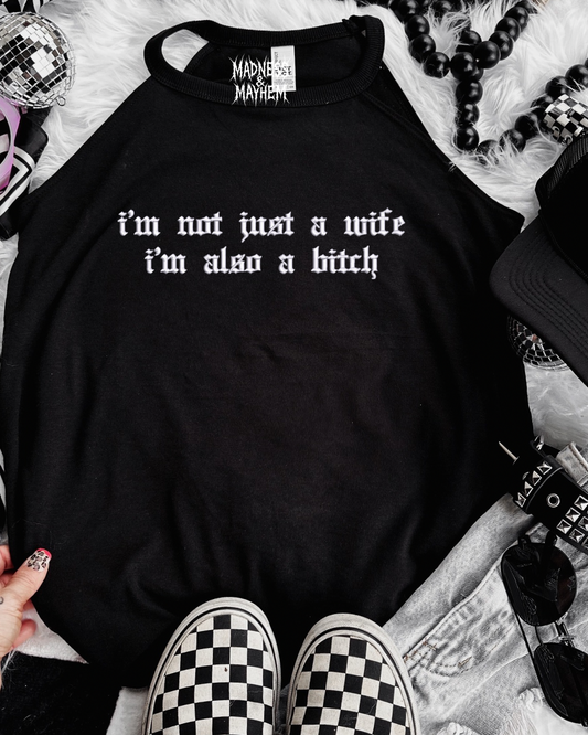 I’m not just a wife embroidered rockstar tank
