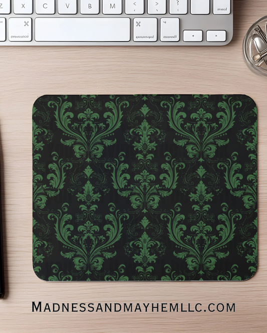 Green damask Mouse Pad