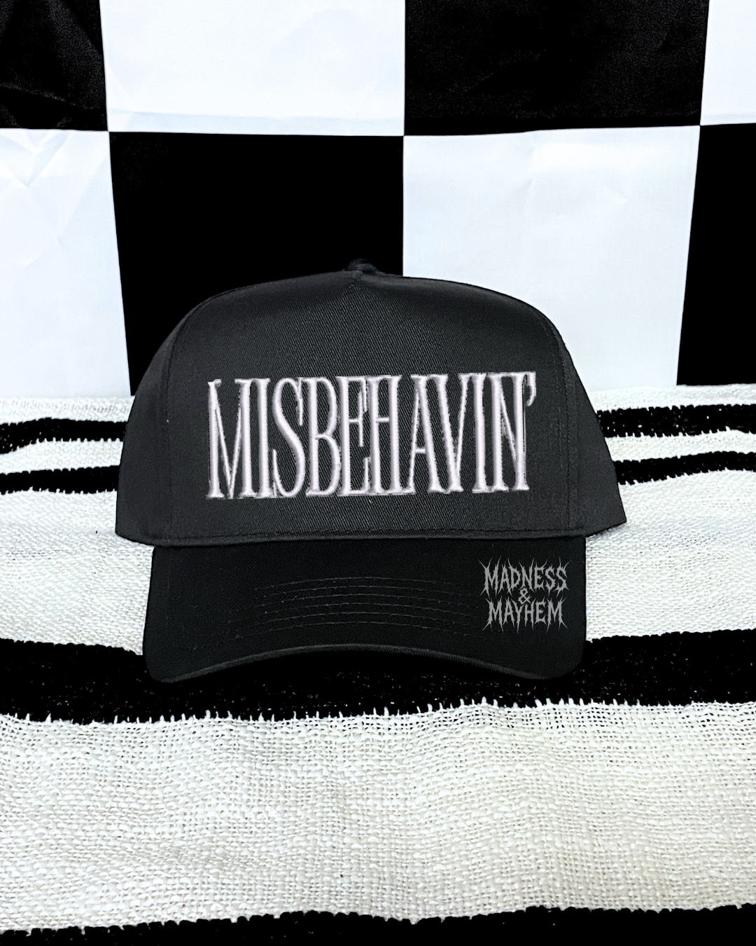 Misbehavin embroidered Black Hat
