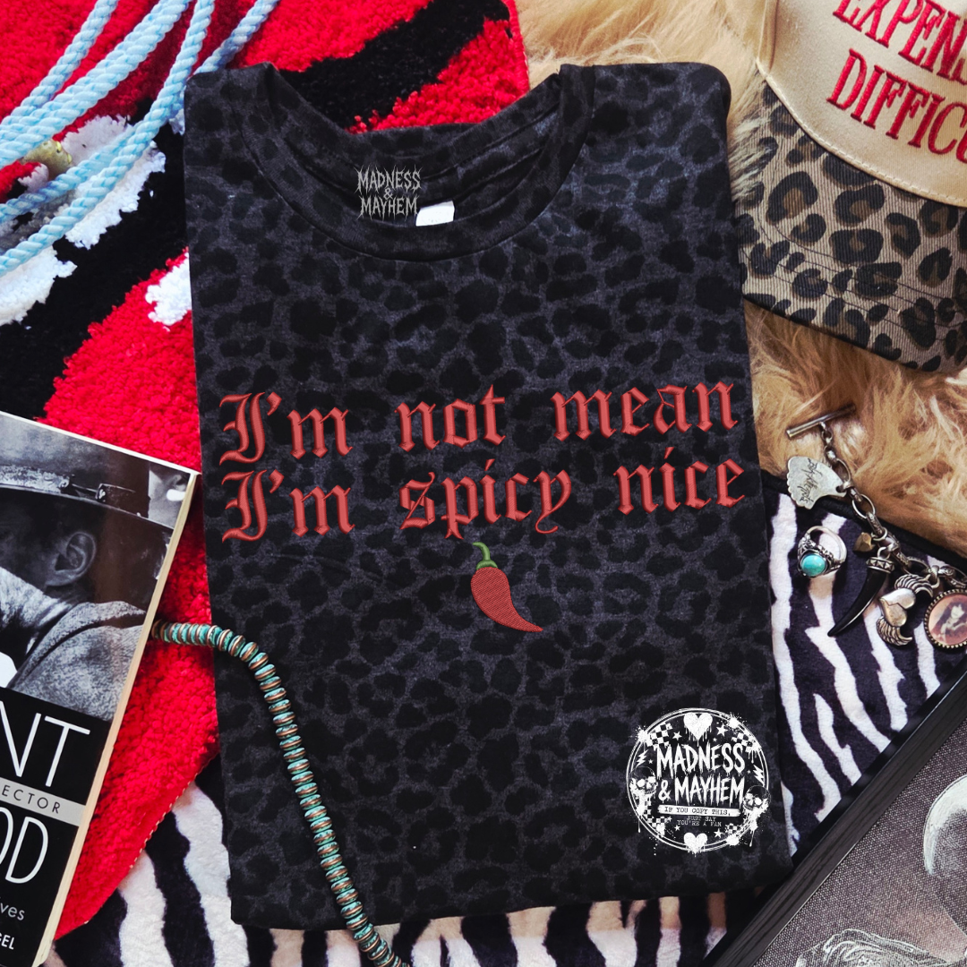 Spicy nice embroidered leopard print T-shirt