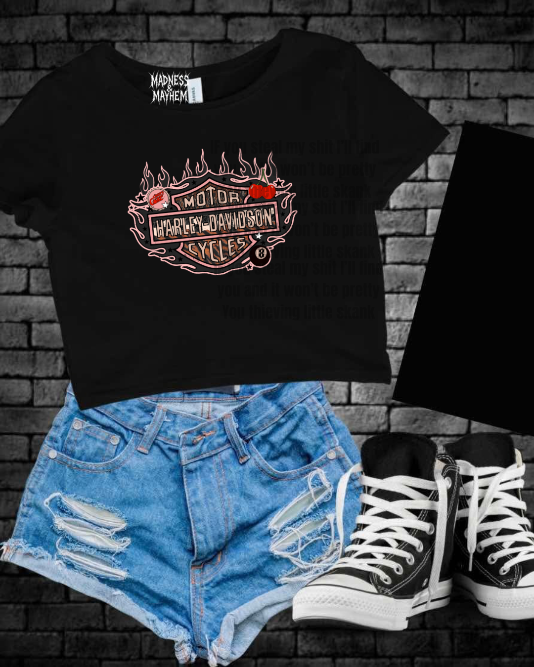 Cherry Harley Cropped Tee