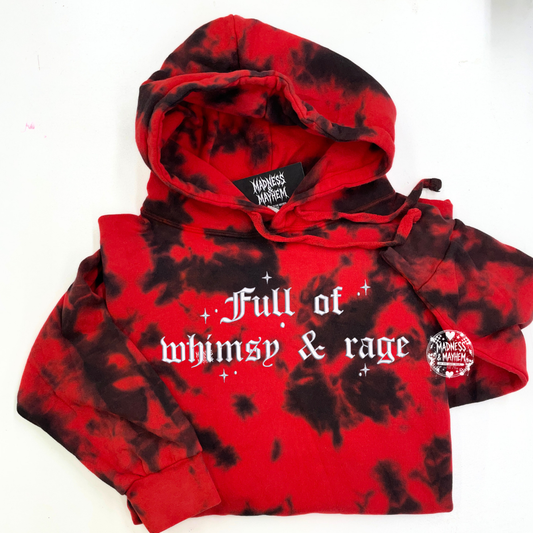Red Whimsy & rage  embroidered Hoodie