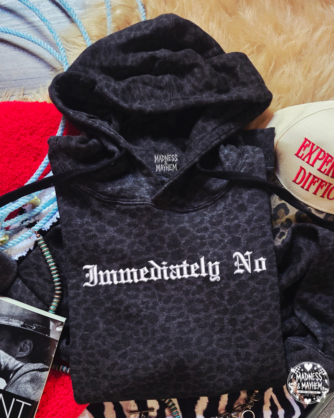 Immediately no embroidered leopard Hoodie