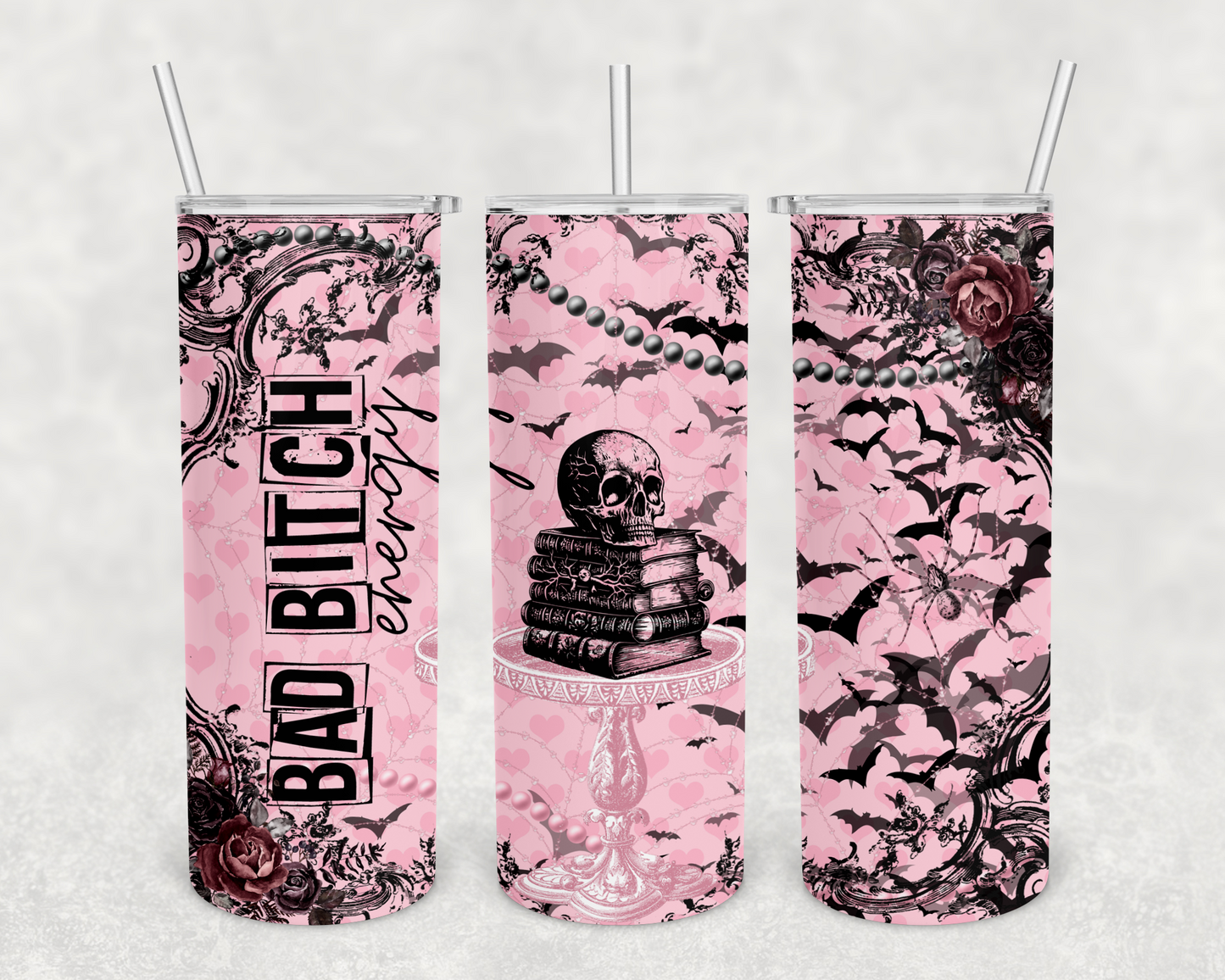 Pink Bad Bitch Skelly 20z Tumbler Wrap (sublimation transfer)