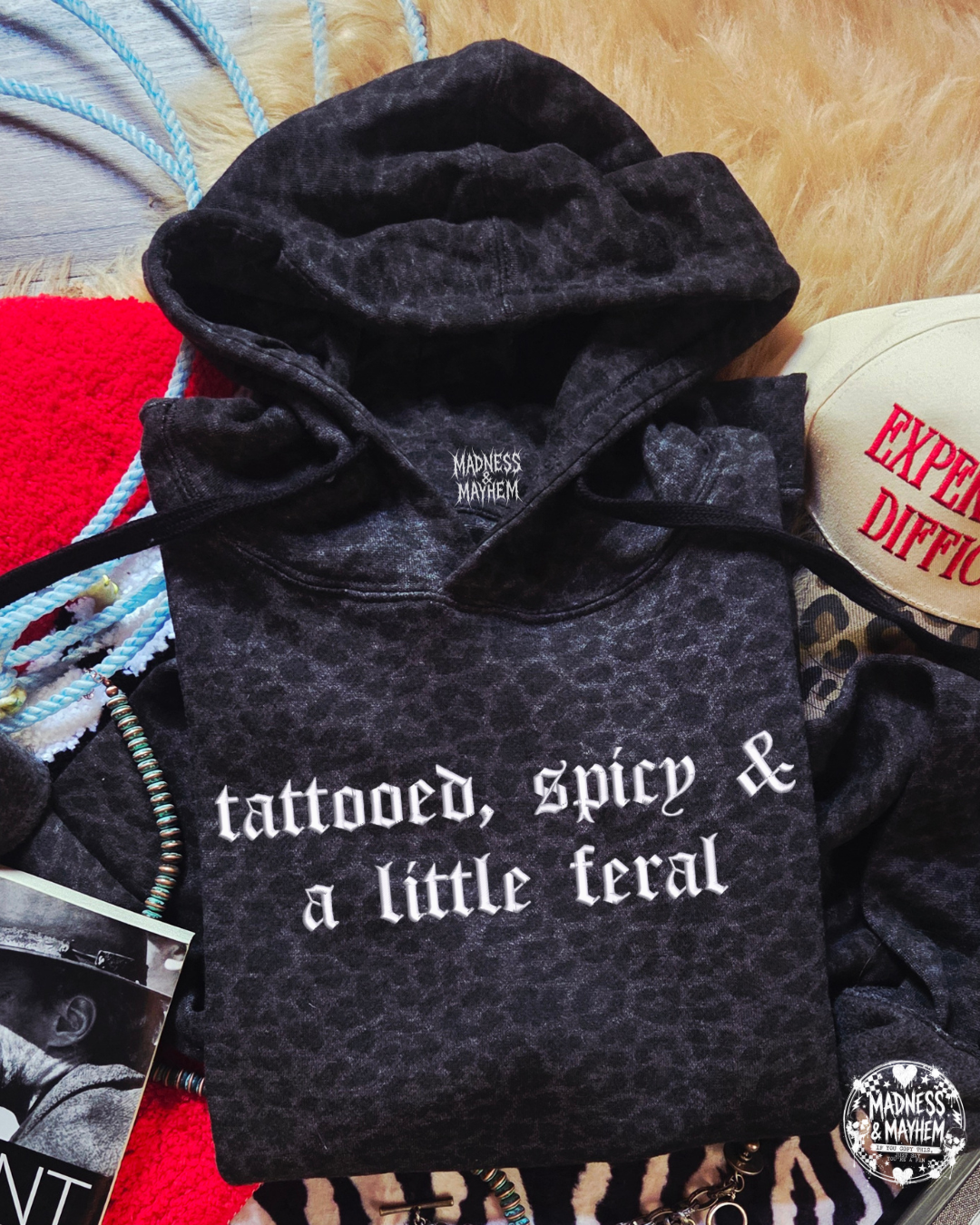 Tattooed spicy feral embroidered leopard Hoodie